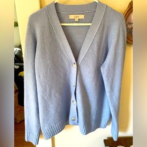 LOFT light blue cardigan, size large, excellent condition.